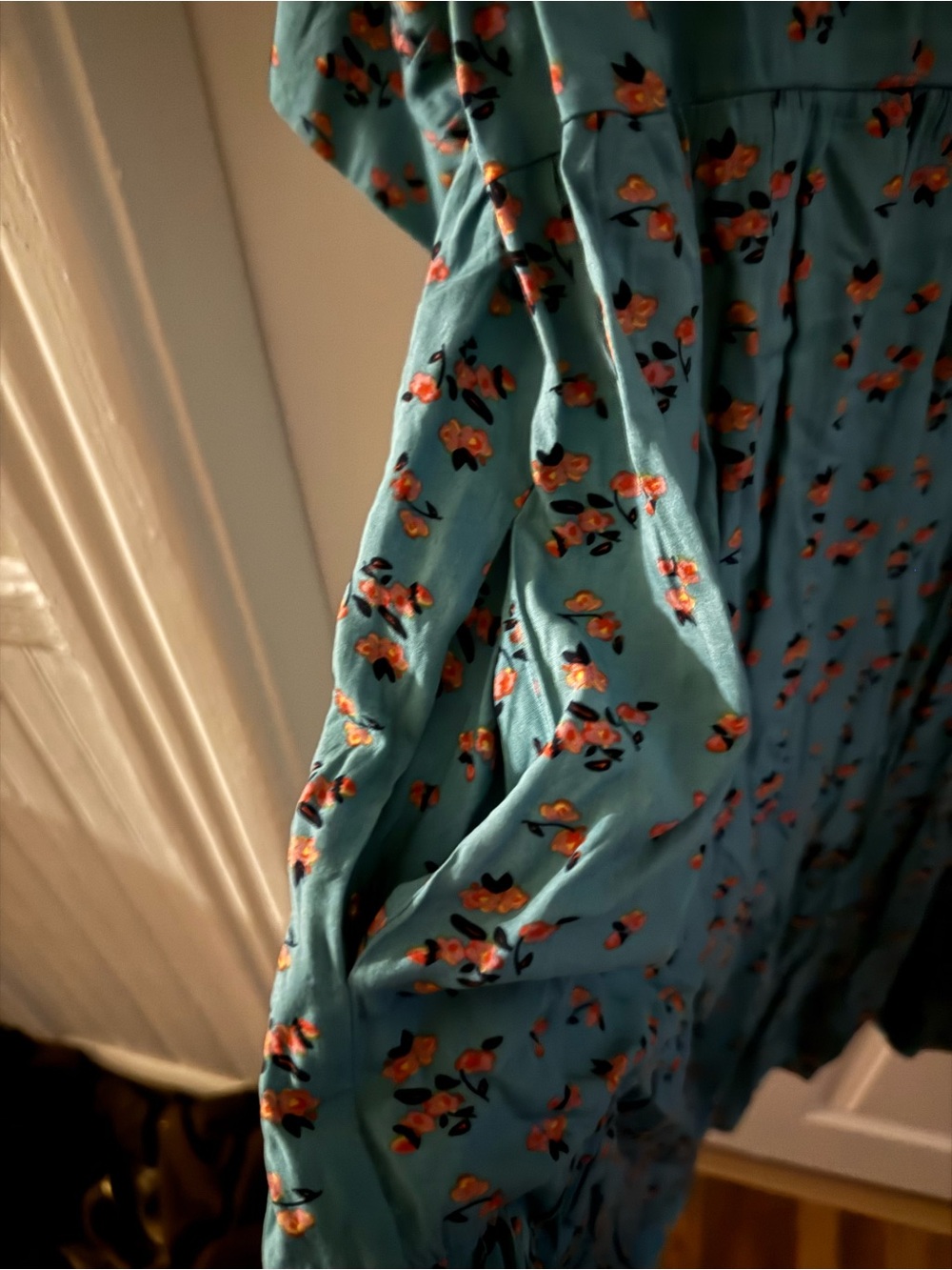NATURAL LIFE Teal Floral Short Sleeve Mini Dress - Picture 6 of 6